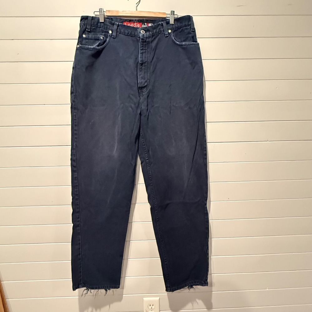 Levi SilverTab Loose Fit Mens Jeans 36x32 Blue Baggy Raw Hem Vintage 90s Y2K
